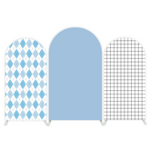 Light Blue Grid arch Birthday Party Arch Backdrop Wall Cloth Cover
